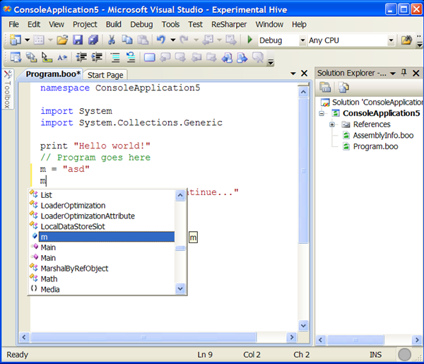 Coding Instinct: Boo in Visual Studio